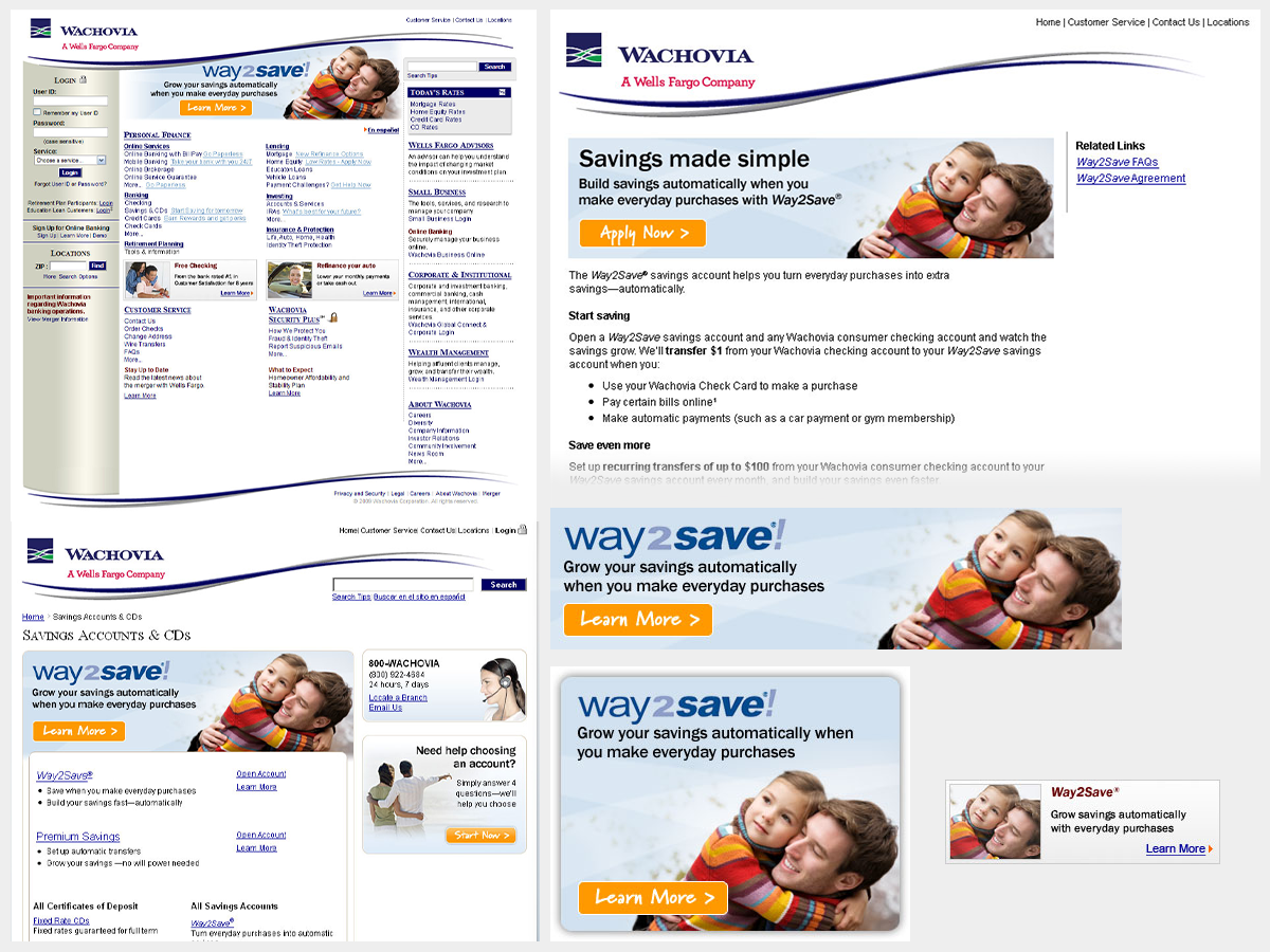 Wachovia Way2Save, Savings made simple campaign assets