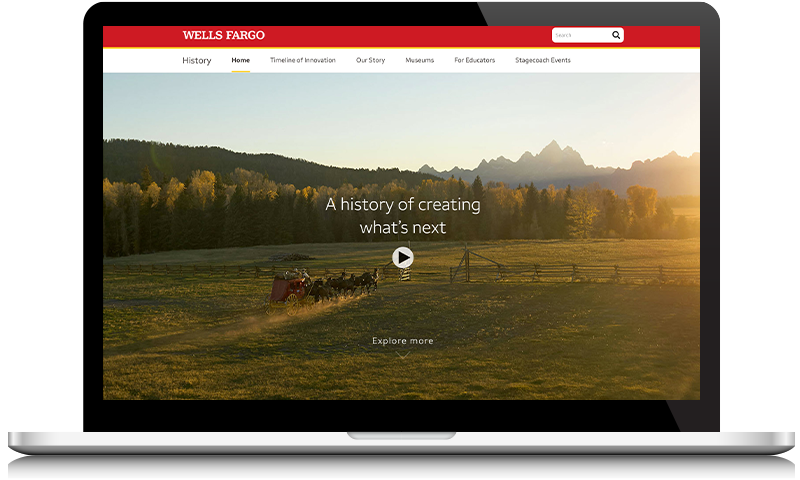 Wells Fargo History site on a laptop