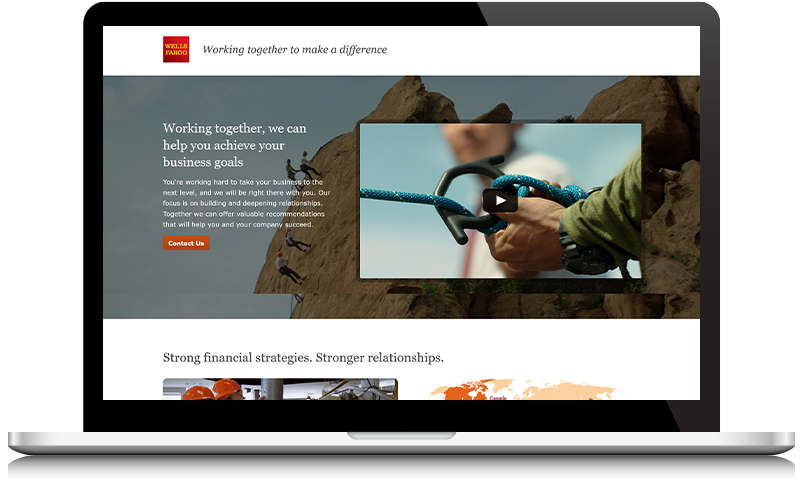 Wells Fargo Working Together microsite on a laptop